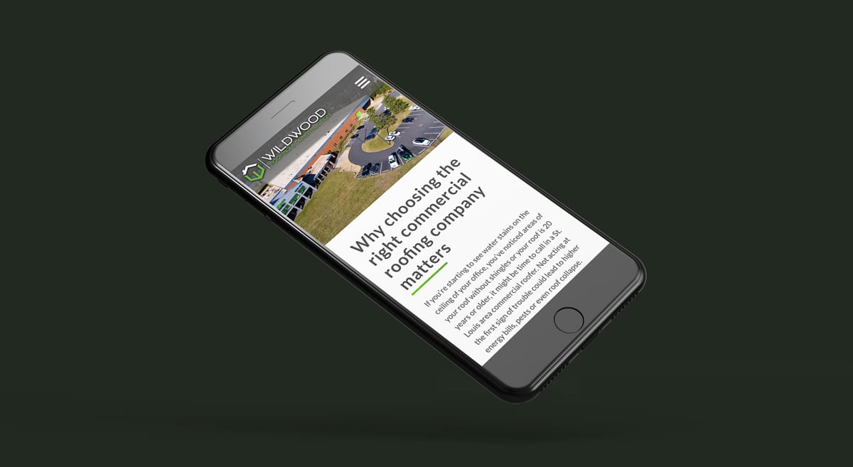 Wildwood Roofing mobile homepage