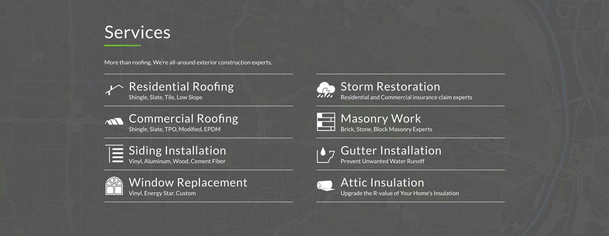 Wildwood Roofing services list
